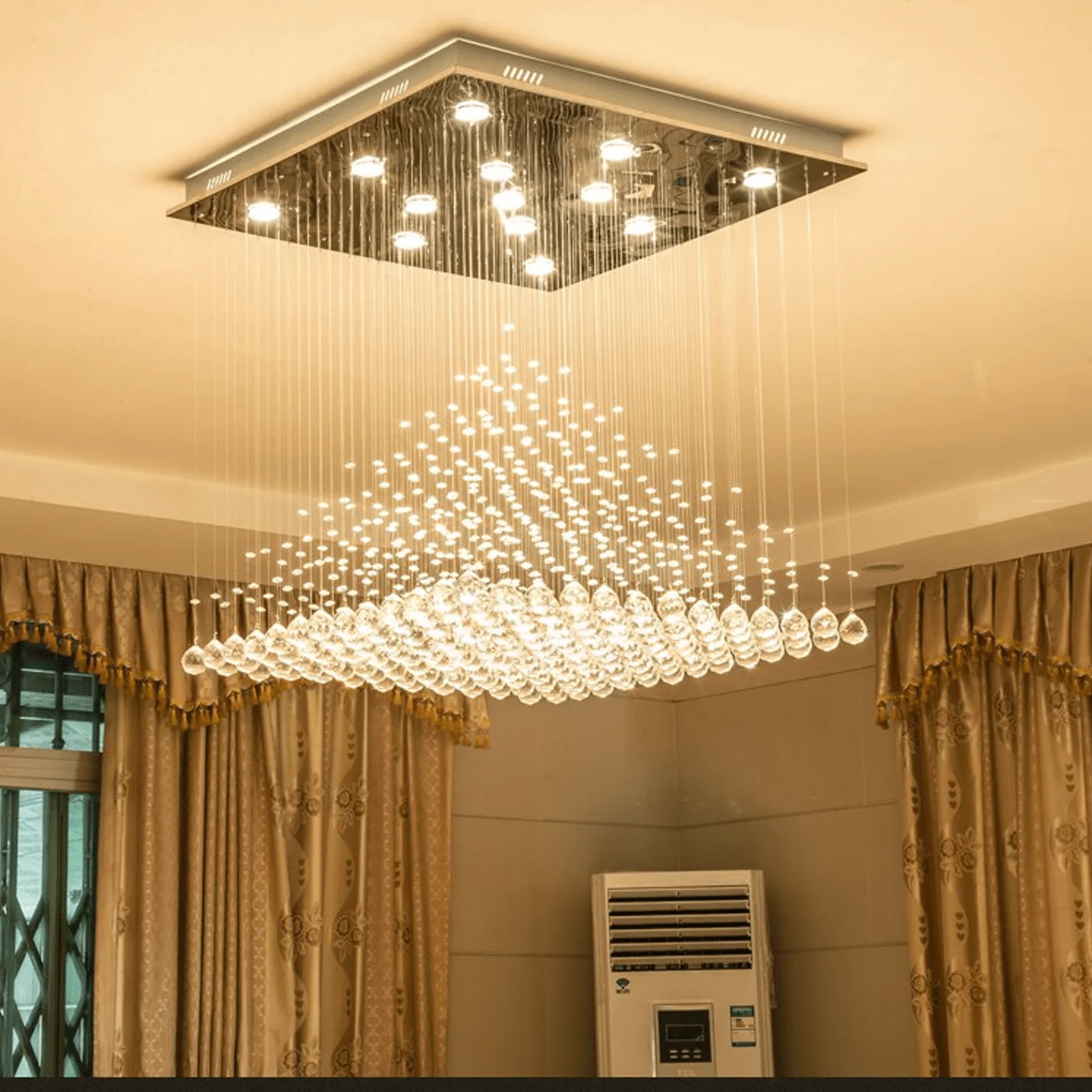 Premium K9 Crystal Square Chandelier